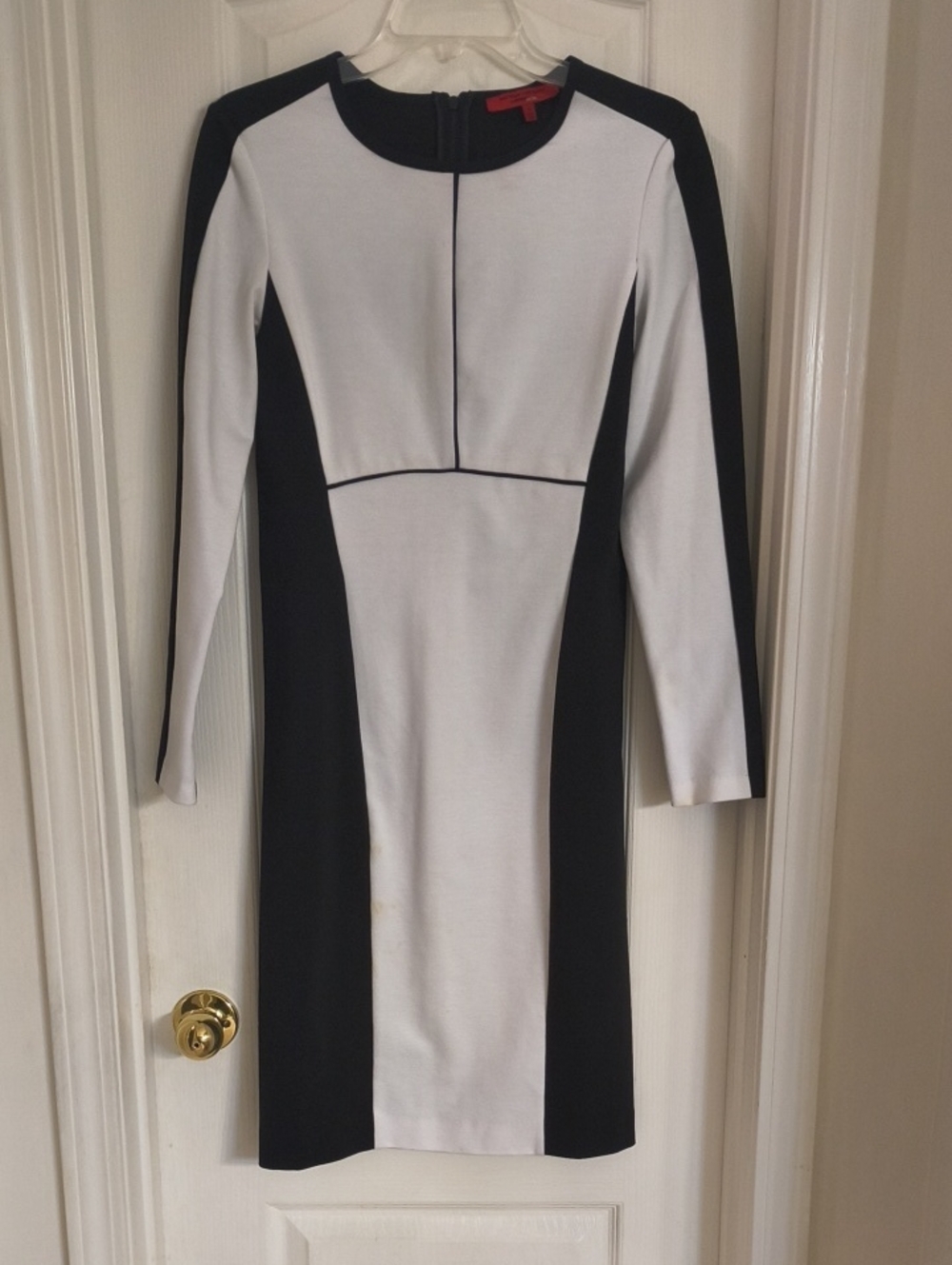 Narciso Rodriguez Black and White Long-Sleeve Colorblock Dress